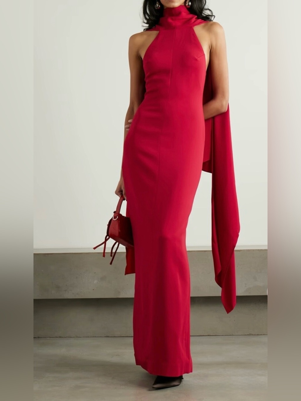 Solace London Strapless Scarlet Halter Gown